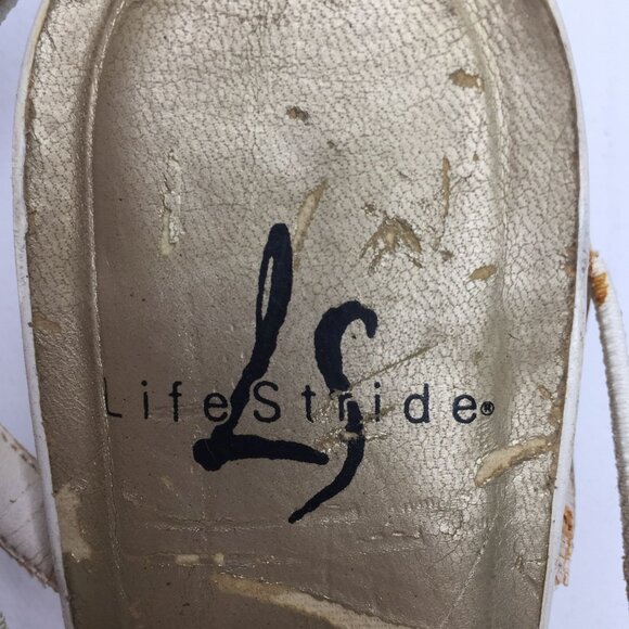 Lifestride Womens White Slingback Strap Block Heel Sandal 95117-0 Formal 10M - Picture 7 of 8